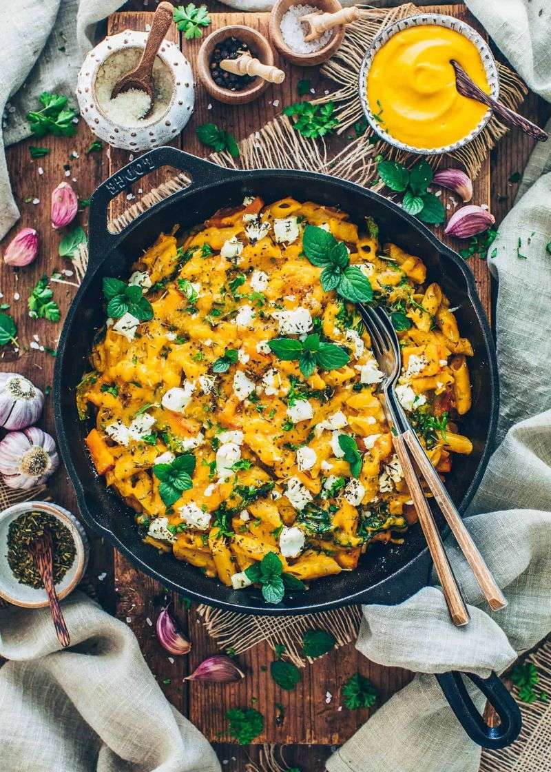 Pumpkin and Spinach Pasta Casserole