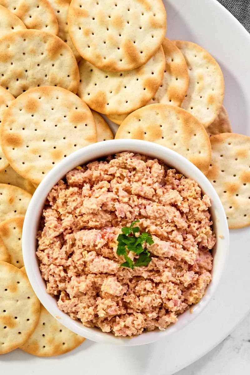 Deviled Ham Spread on Crackers