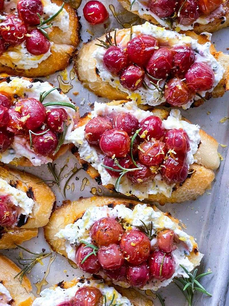 Roasted Grapes on Crostini