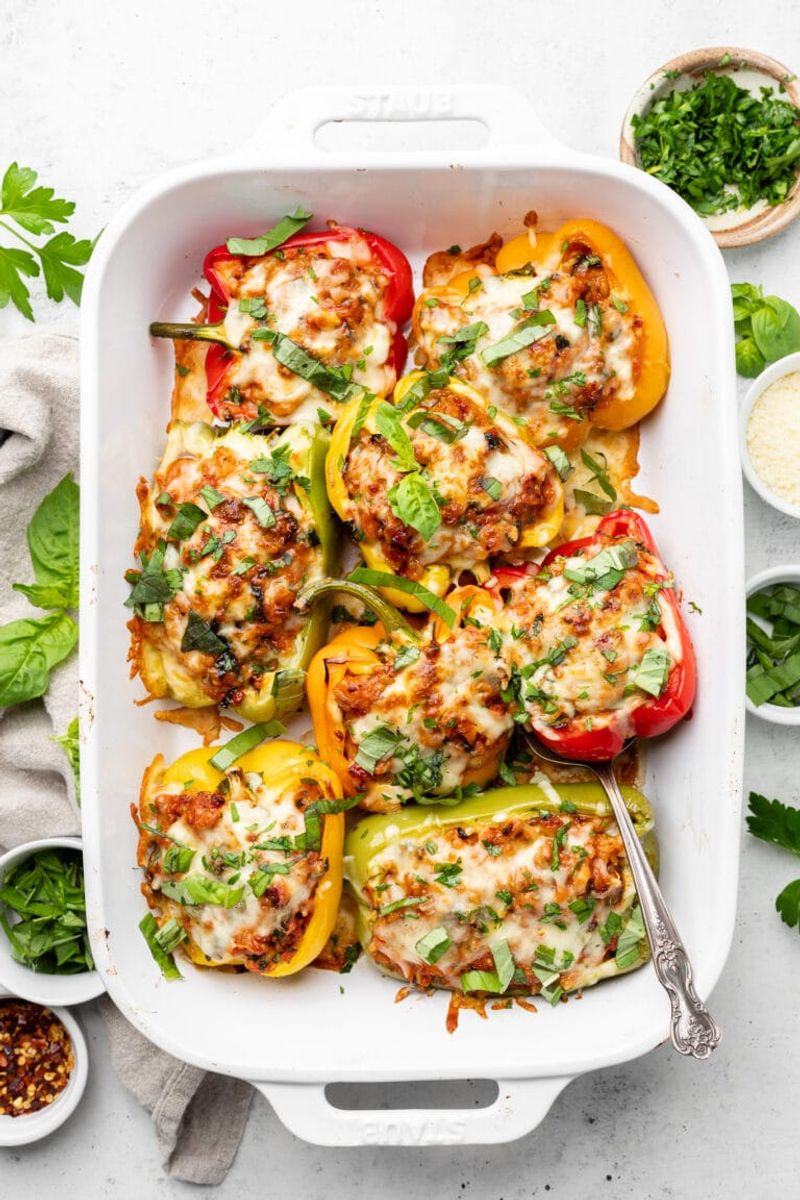 Turkey and Spinach Stuffed Peppers