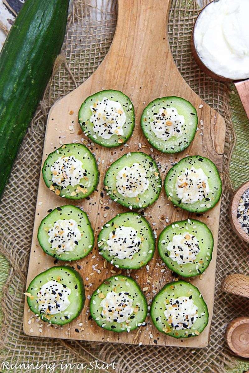 Cucumber Rounds with Everything Bagel Seasoning