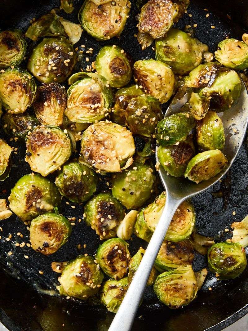 Miso Glazed Brussels Sprout Stir-Fry
