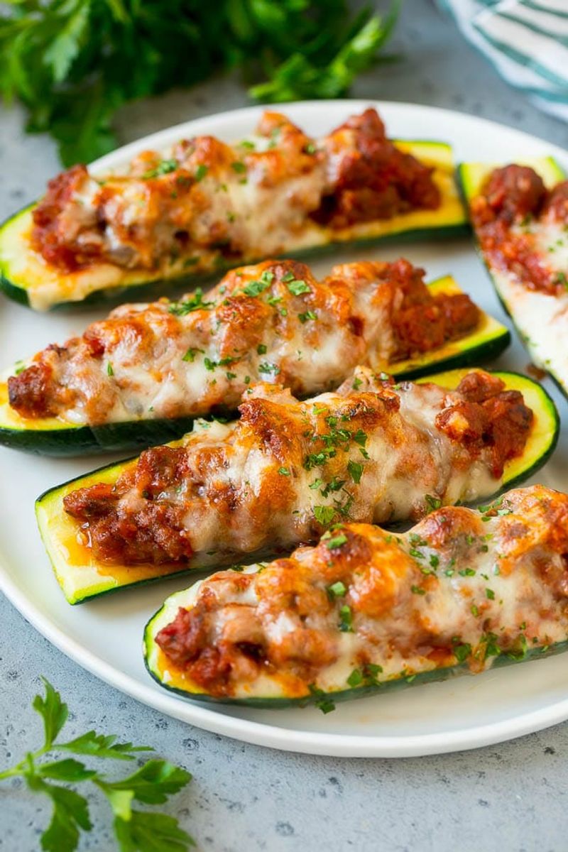 Turkey-Beef Zucchini Boats