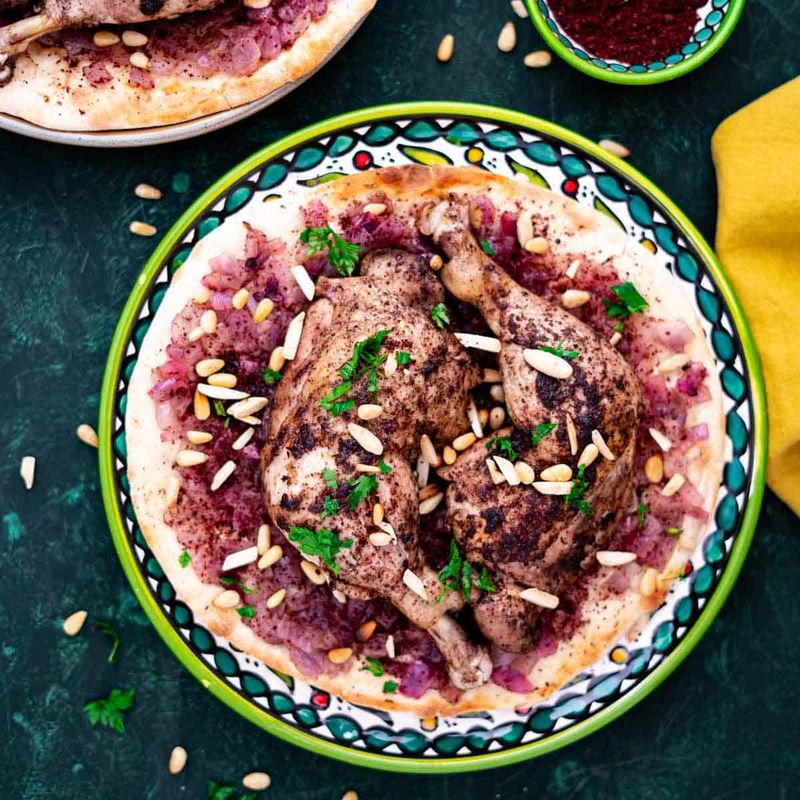 Palestinian Musakhan (Sumac Roasted Chicken on Flatbread)