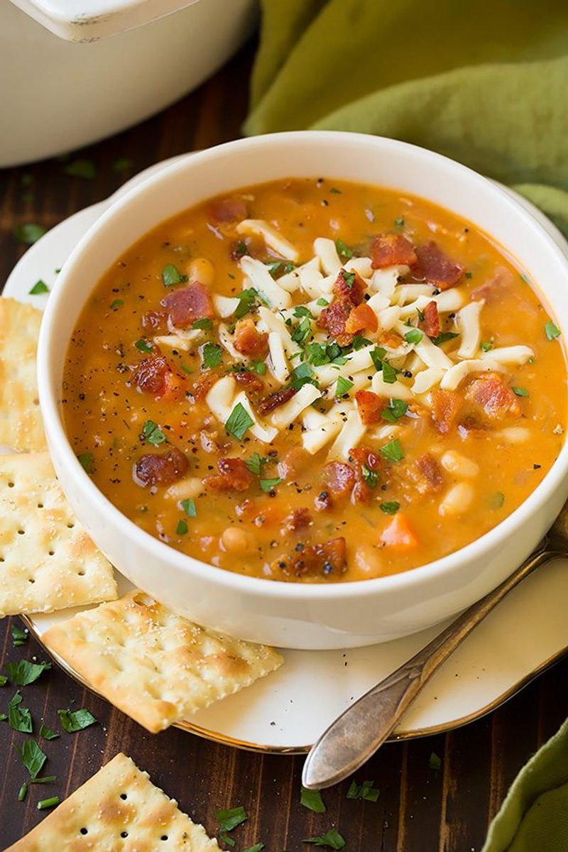 Smoky Baked Bean and Bacon Soup