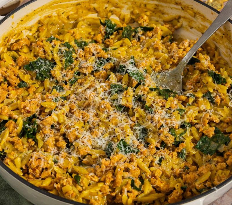 Sausage and Kale Orzo Bake