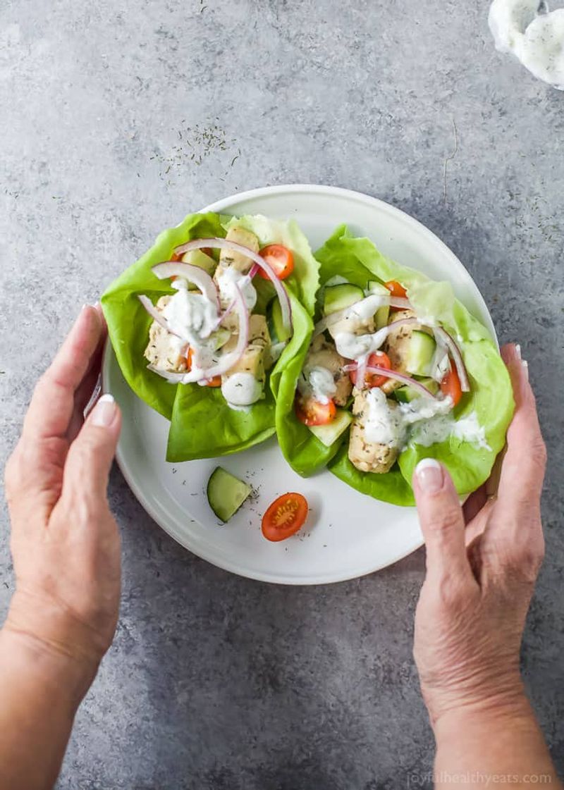 Greek Chicken Souvlaki Lettuce Wraps
