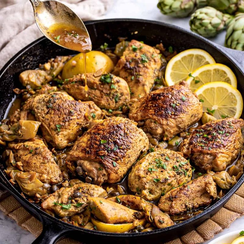 Pan-Seared Chicken With Artichokes And Lemon