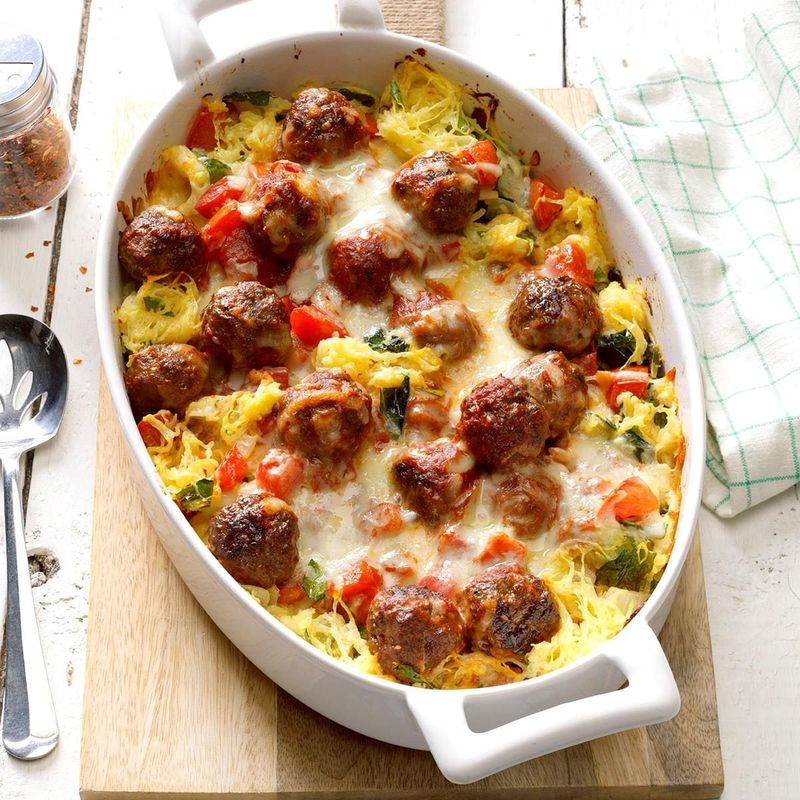 Turkey Meatball and Spaghetti Squash Casserole