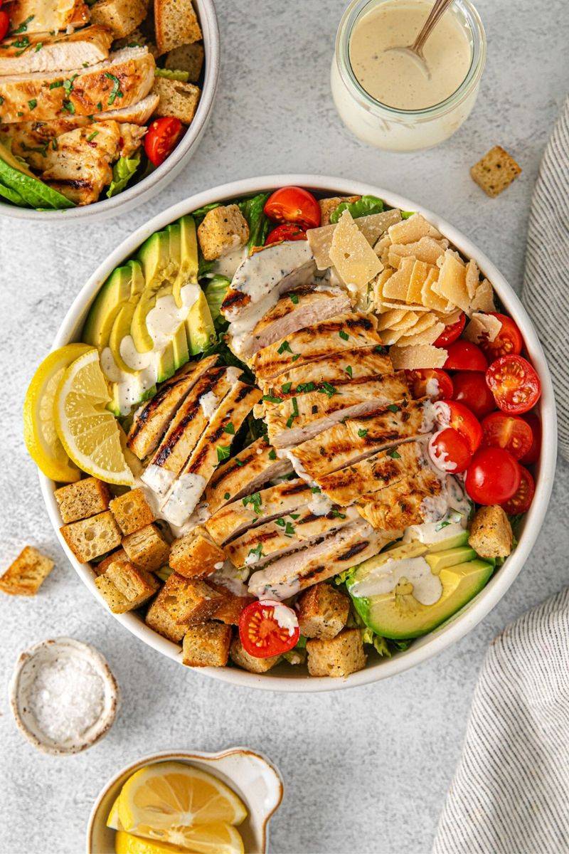 Grilled Chicken Caesar Salad with Whole Grain Croutons