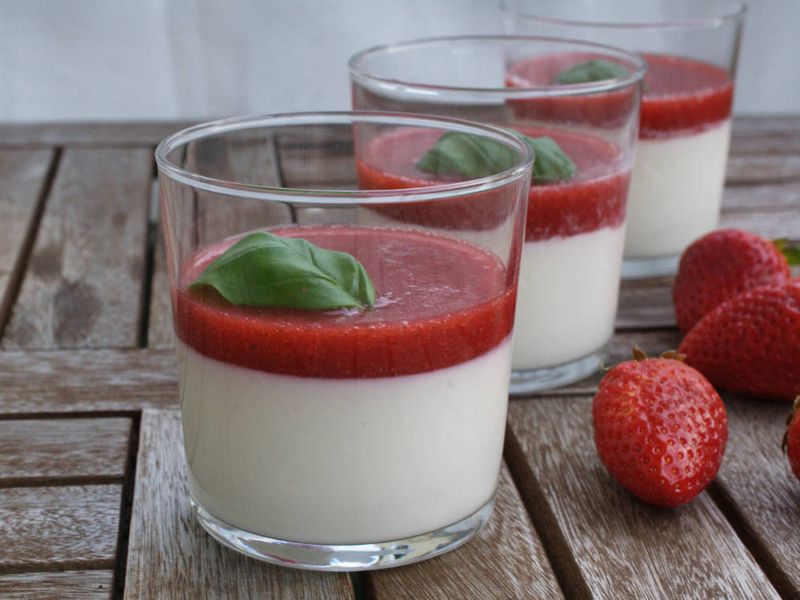 Strawberry Basil Panna Cotta