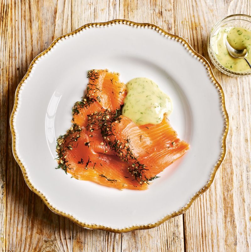 Smoked Salmon with Mustard Dressing