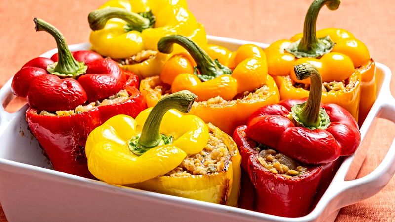 Stuffed Bell Peppers with Rice and Lentils