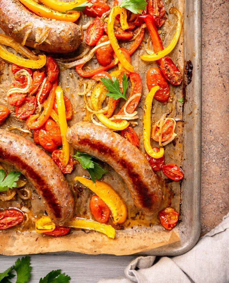 Sheet Pan Sausage and Peppers