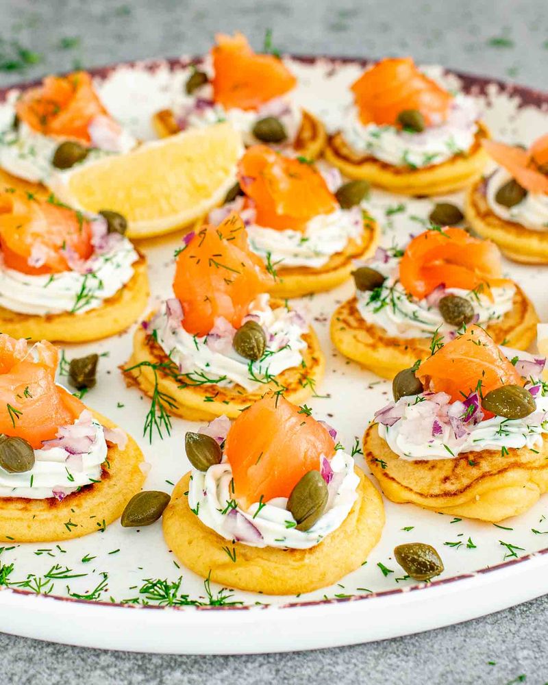 Smoked Salmon and Cream Cheese Blinis