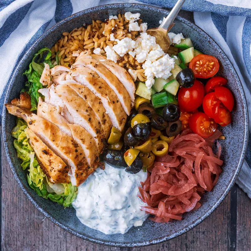 Greek Chicken Bowl with Tzatziki and Farro