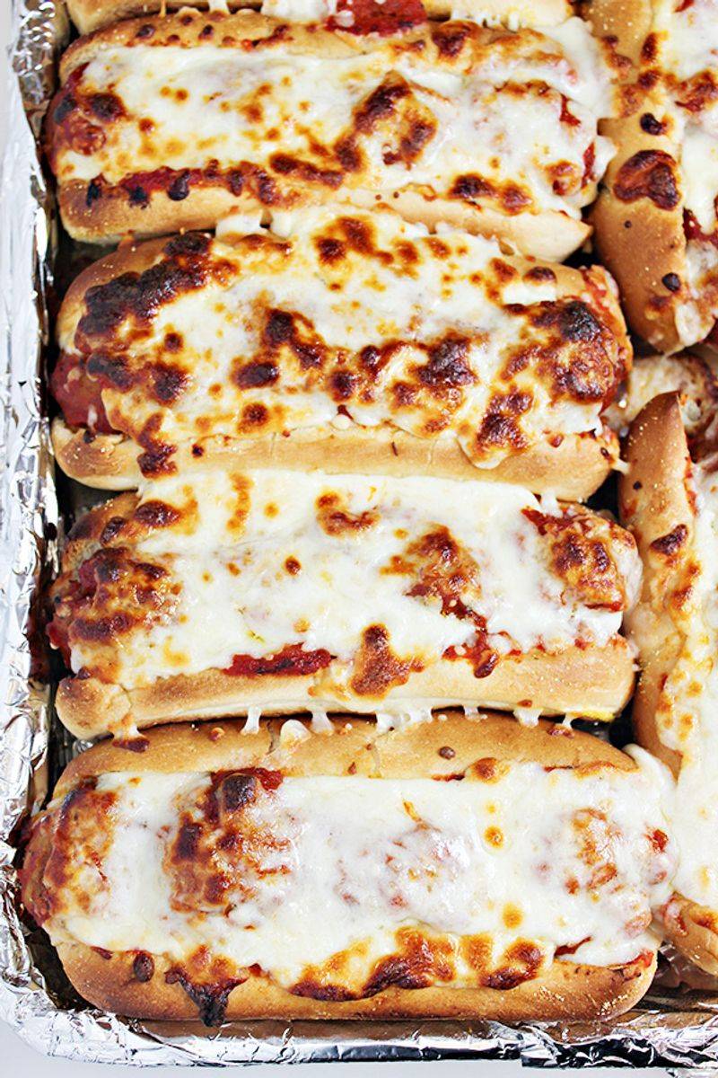 Giant Meatball Sub Tray Bake