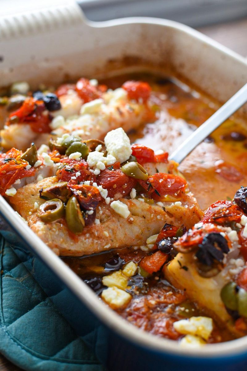 Greek-Style Baked Fish With Tomatoes and Olives