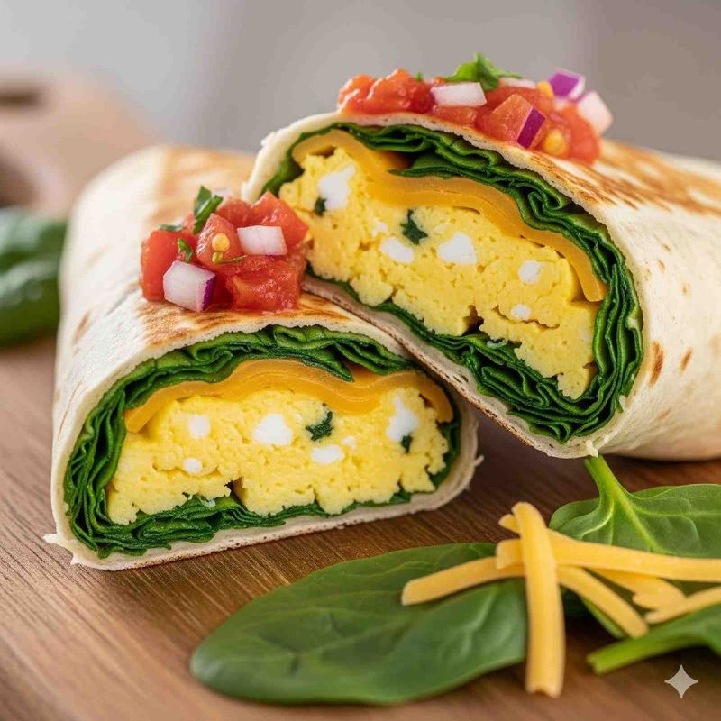 Egg and Spinach Wrap with Kiwi on the Side
