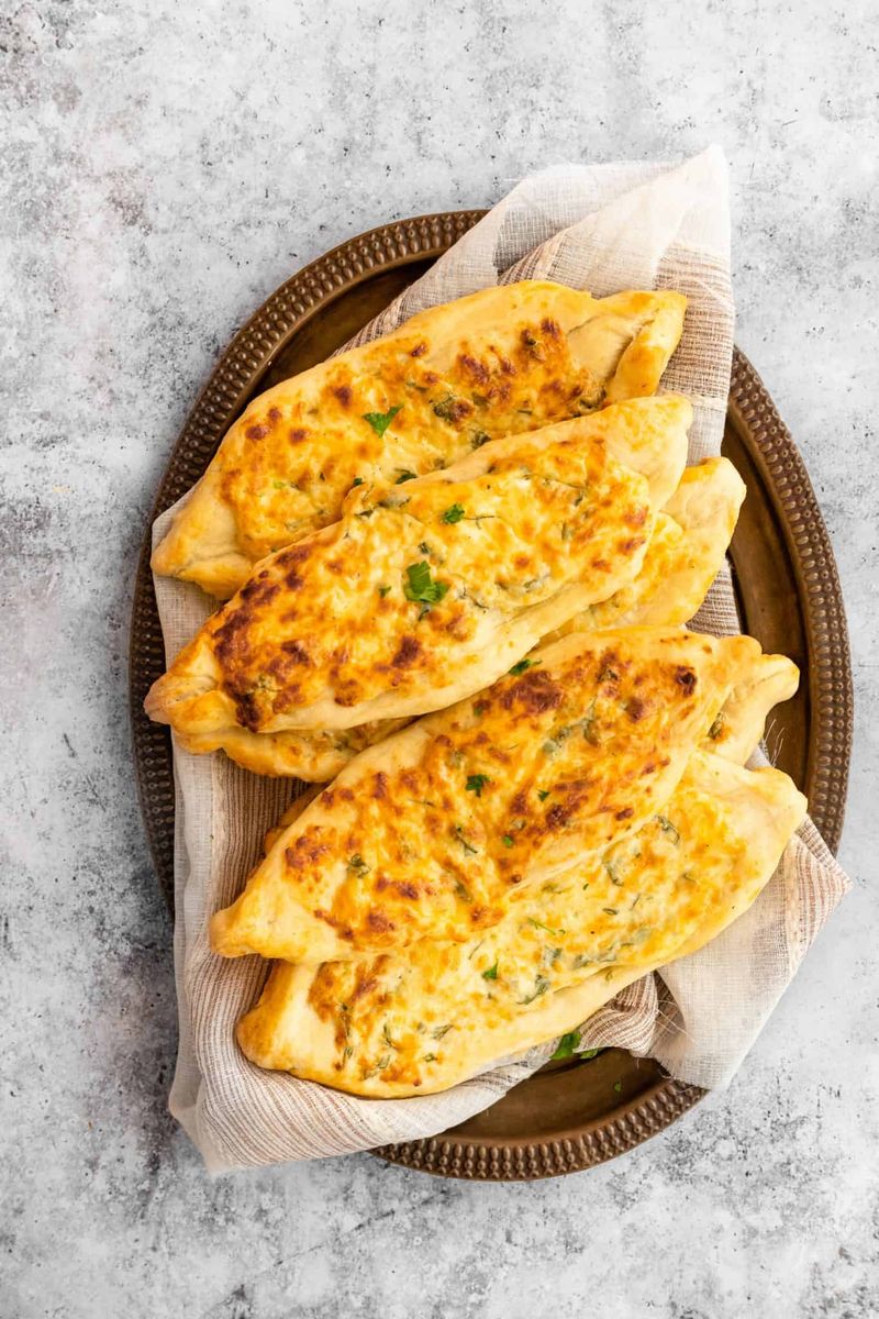 Turkish Pide With Olive and Cheese Filling