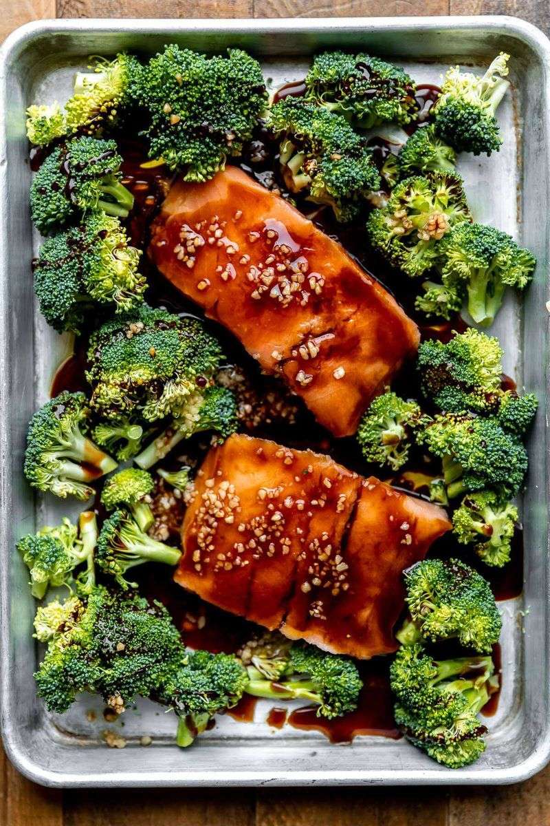 Sheet Pan Teriyaki Salmon and Broccoli