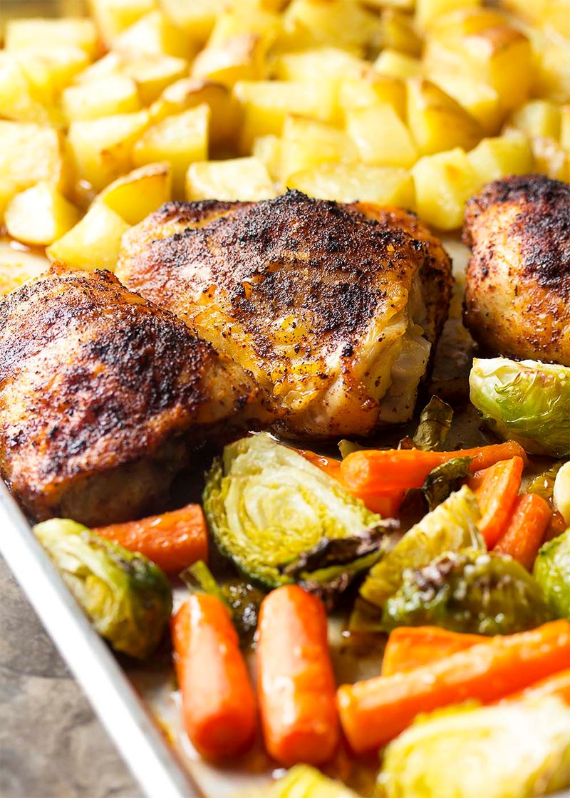 Sheet Pan Chicken Thighs With Veggies