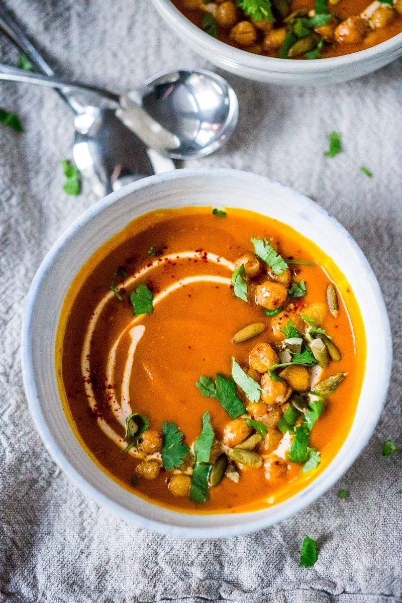 Spiced Pumpkin and Lentil Soup with Harissa