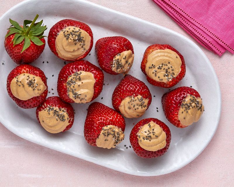 Peanut Butter Stuffed Strawberries
