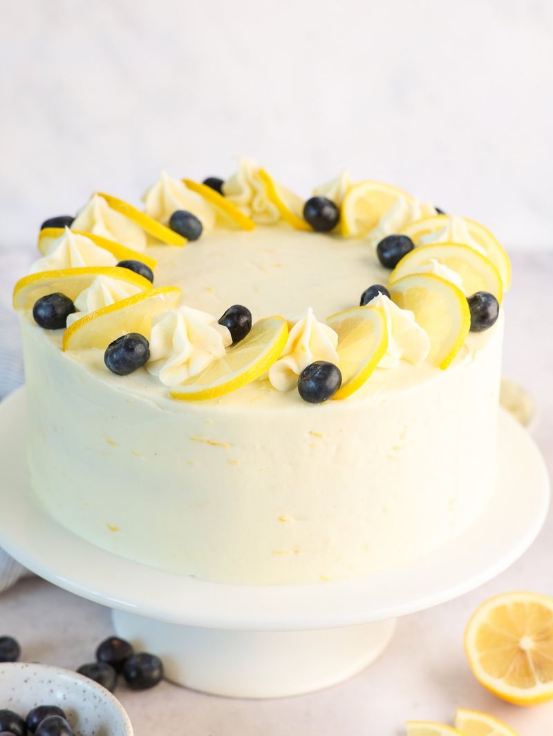 Lemon Curd and Blueberry Burst Cake