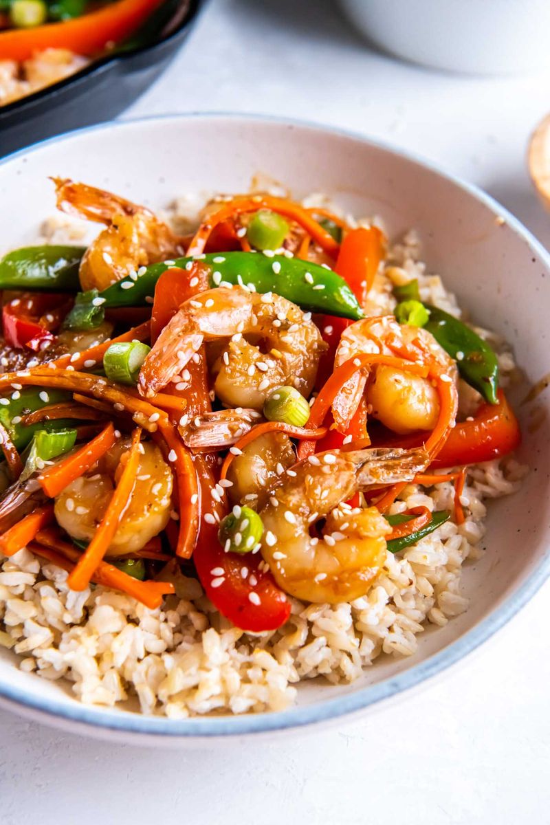 Shrimp and Vegetable Stir-Fry with Brown Rice