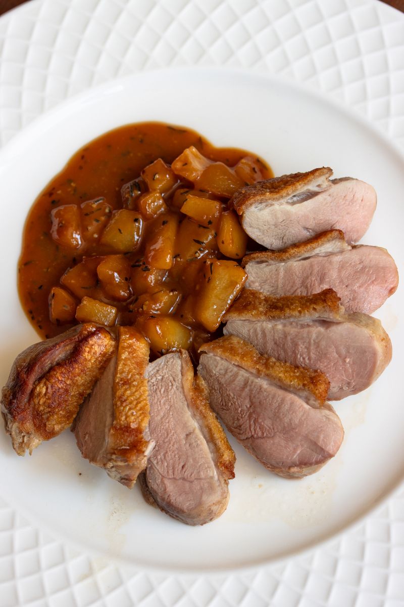 Duck Breast with Pear and Red Wine Sauce