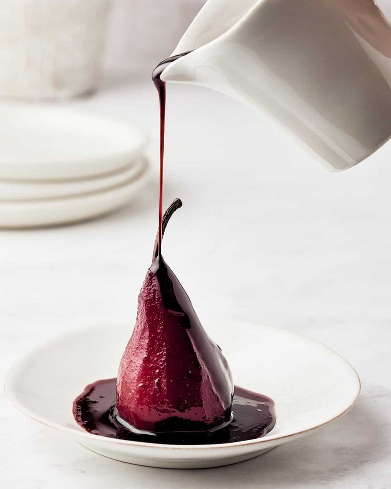 Poached Pears in Red Wine