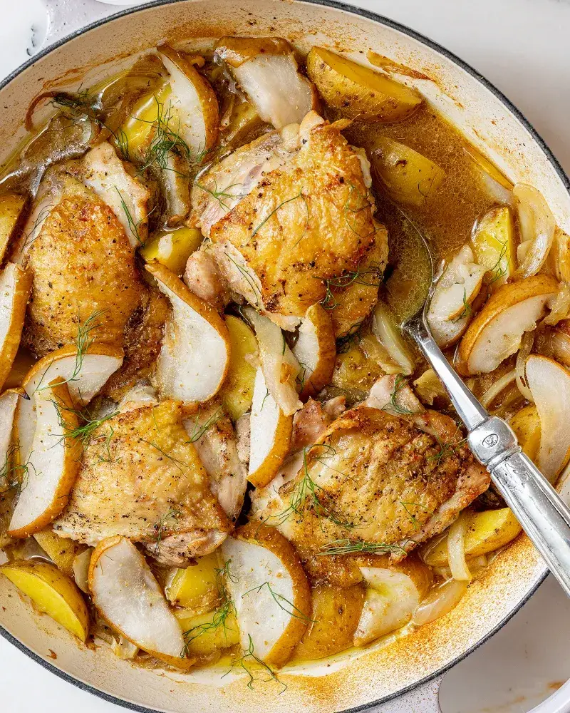 Roasted Pear and Chicken Tray Bake