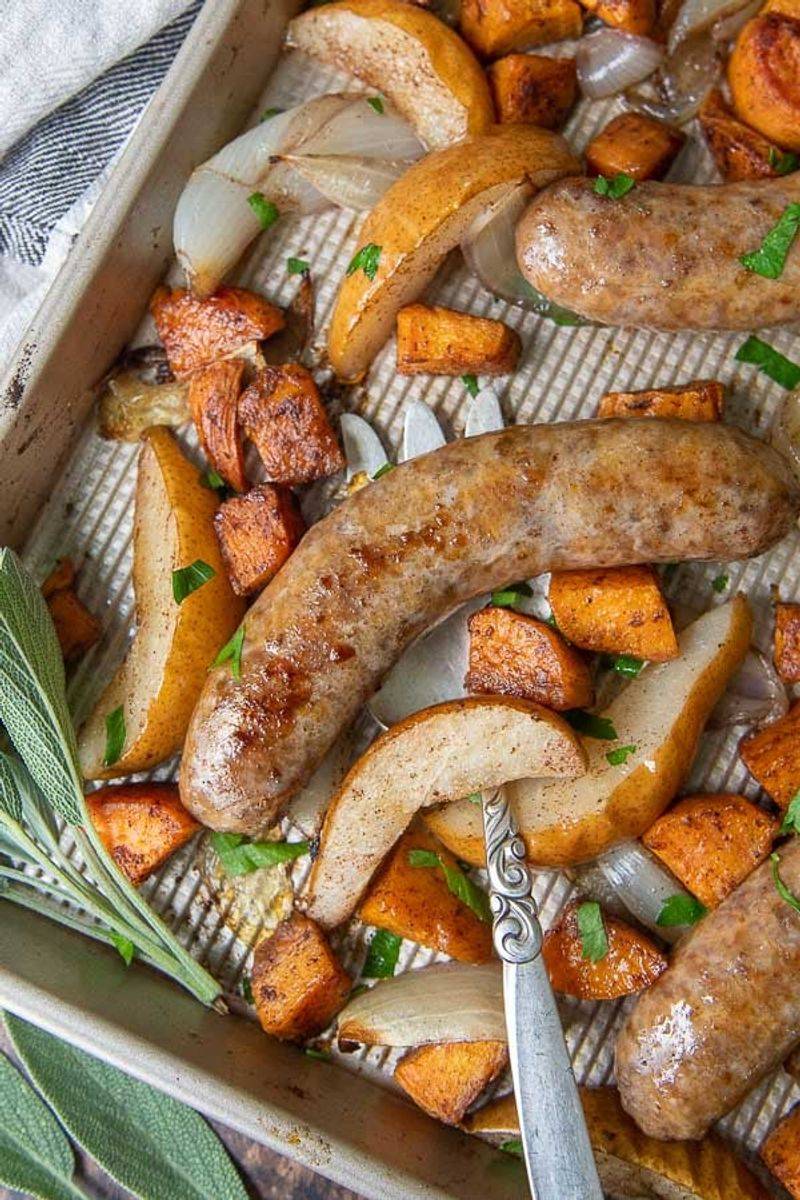 Sausage and Pear One-Pan Roast