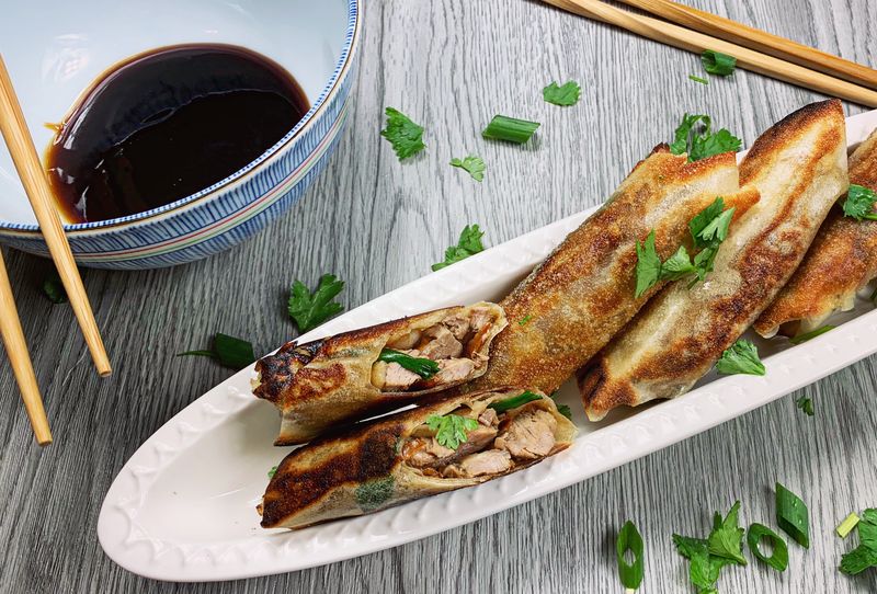 Crispy Duck Spring Rolls with Plum Sauce