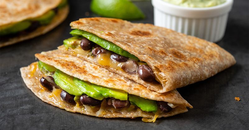 Black Bean Quesadillas with Avocado Crema