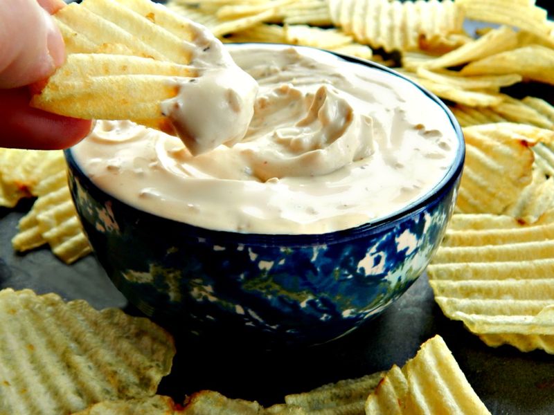 Cheese and Onion Dip with Crisps