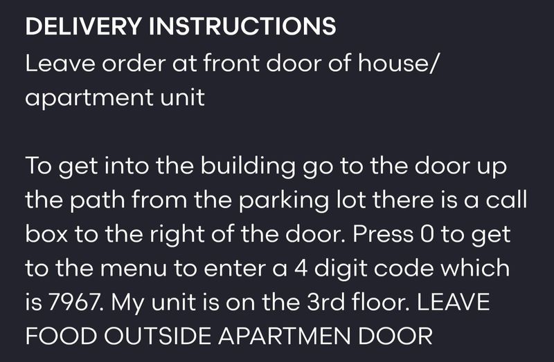 Leaving Vague or No Delivery Instructions