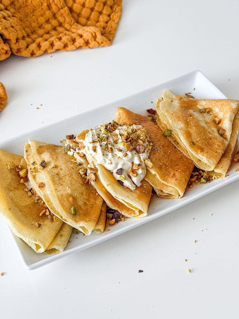 Pistachio Crepes with Mascarpone
