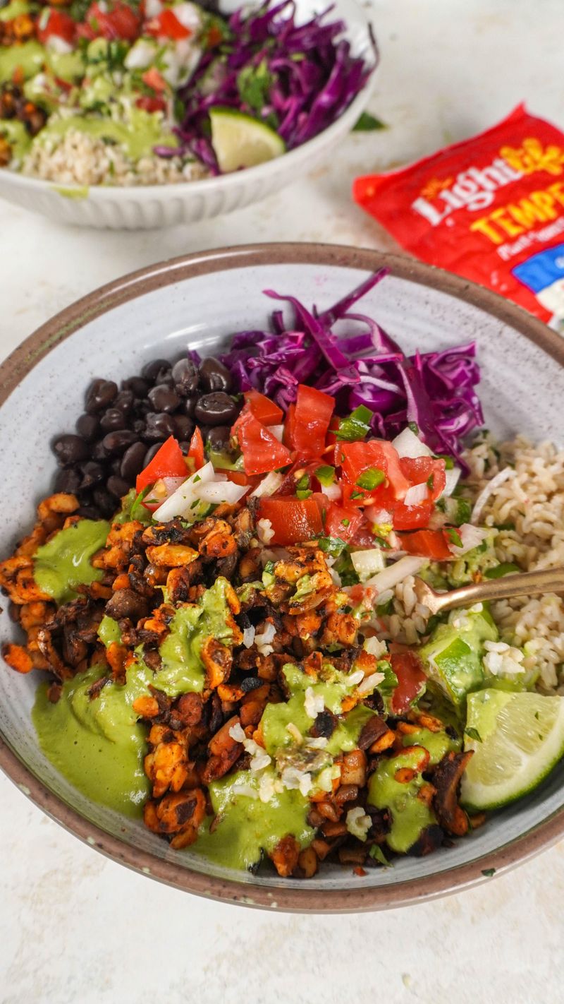 Tempeh Taco Bowl with Corn and Black Beans