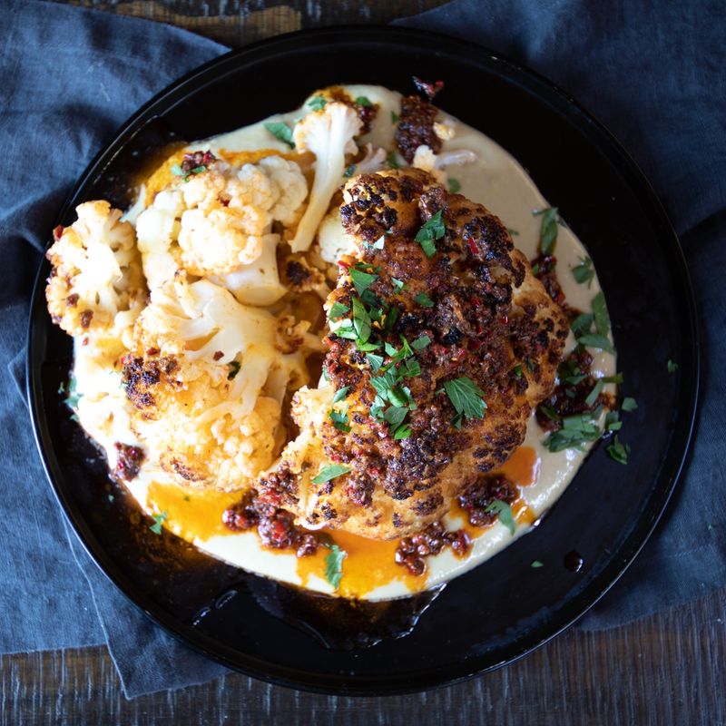 Whole Cauliflower Roasted in a Salt Crust