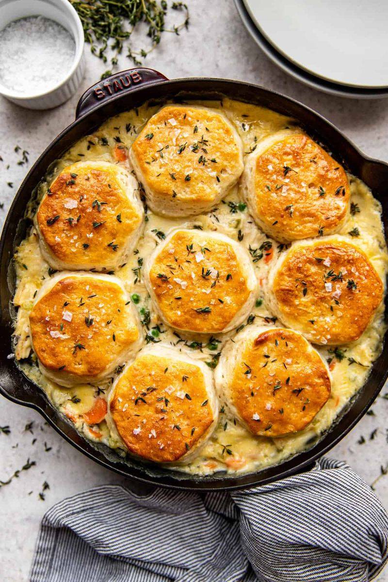 Chicken Pot Pie with a Biscuit Topping