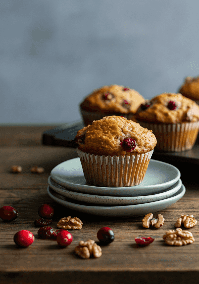 Warm Cranberry Walnut Muffins