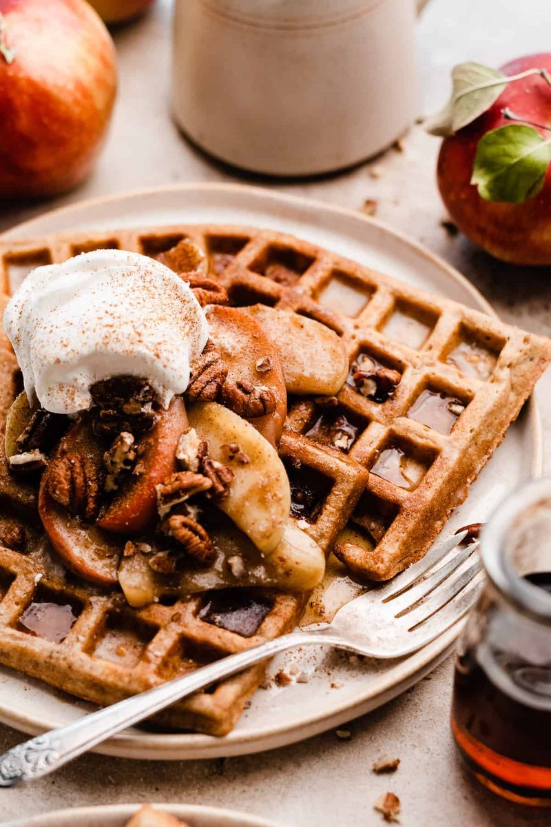 Apple Cider Waffles with Cinnamon Cream
