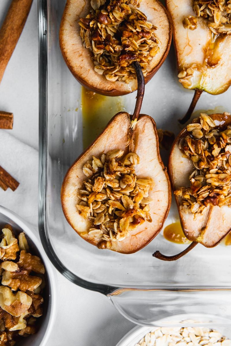 Warm Baked Pears With Honey And Walnuts