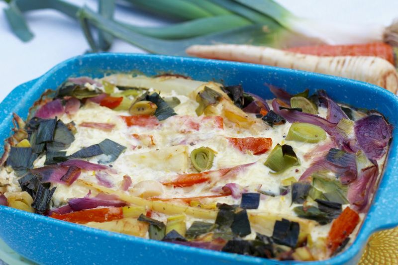 Parsnip and Leek Gratin