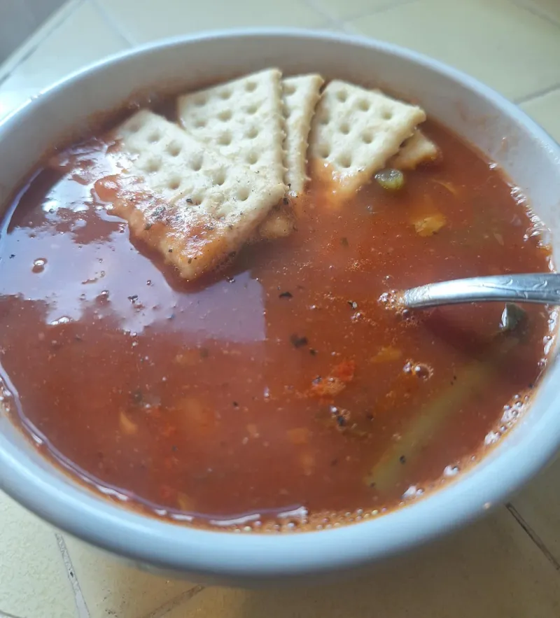 Canned Soup with Crackers