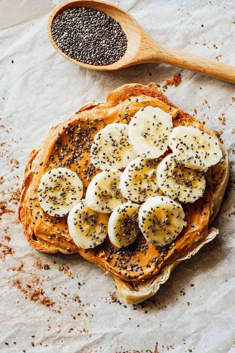 Banana with Peanut Butter and Chia Seeds
