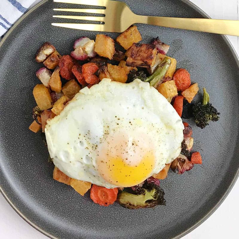 Veggie Hash with Fried Eggs