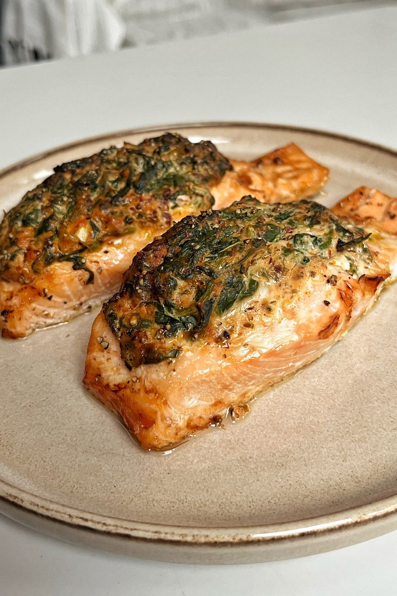 Roasted Garlic Stuffed Salmon